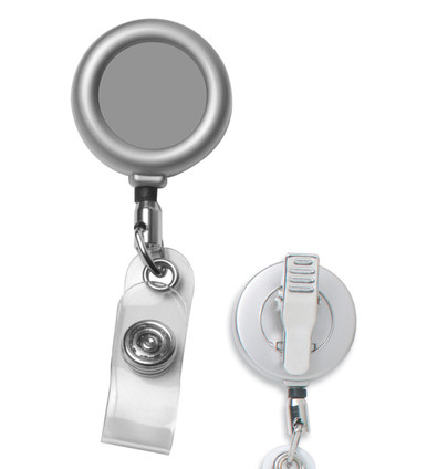 Plain Chrome Metal Sport Retractable Badge Reel with PVC Strap & Belt Clip  - Kenny Products