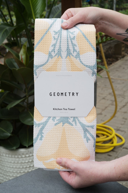 Geometry Golden Poppy Tea Towel
