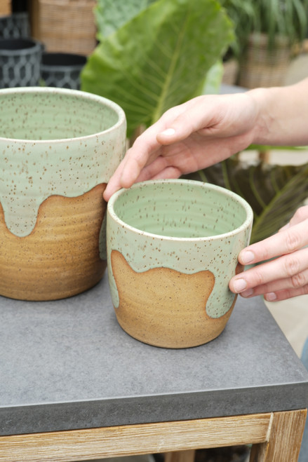 4" Drippy Planter in Teal by Sidecar Ceramics