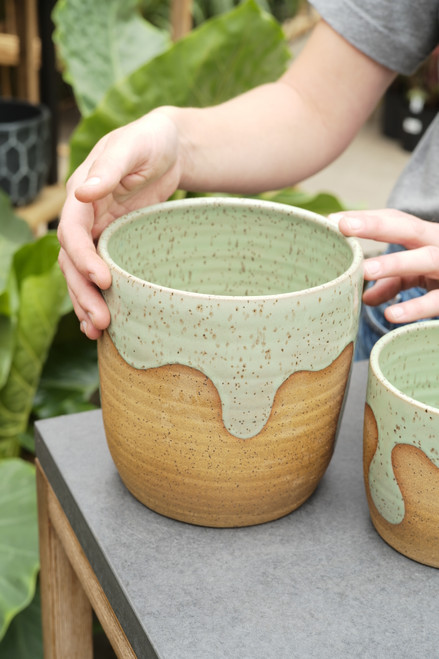 6" Drippy Planter in Teal by Sidecar Ceramics