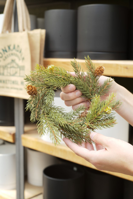 8" White Spruce Candle Ring (Faux)