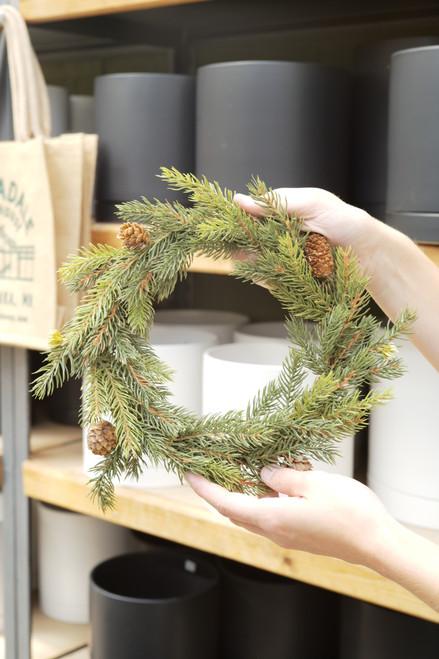 11" White Spruce Candle Ring (Faux)
