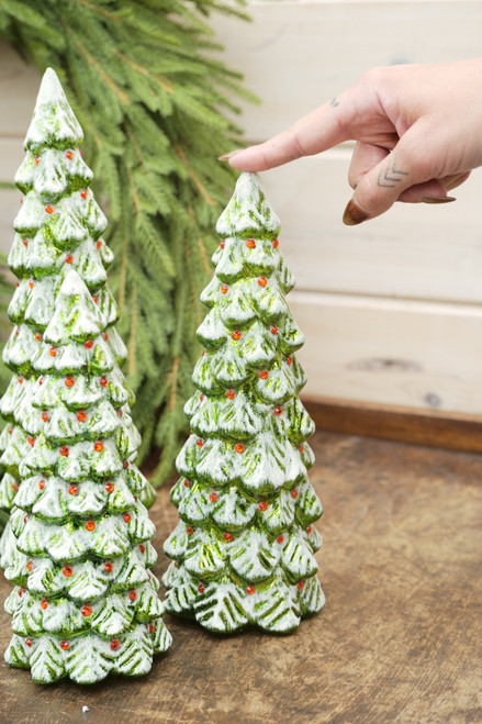 10.5" LED Green Glass Tree