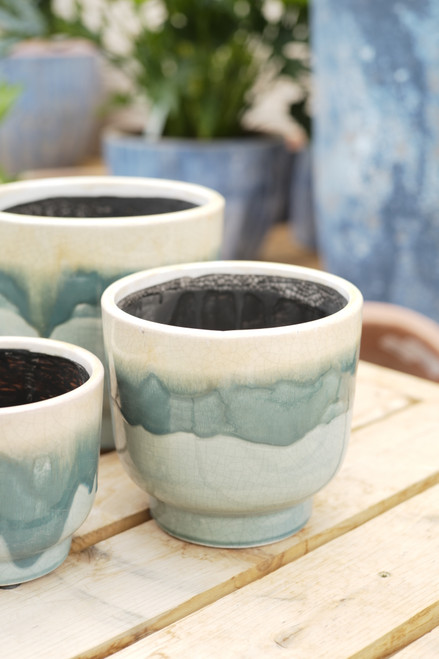 6" Drip Glaze Planter in Green