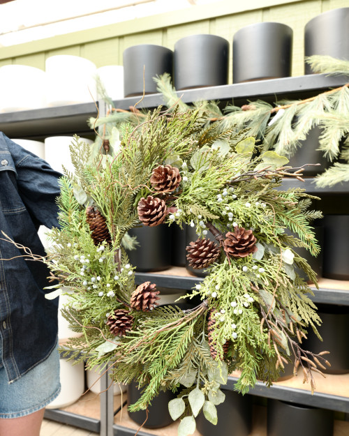 24" Cedar & Pine Mixed Wreath (Faux)