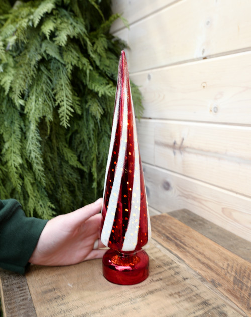 12" Lit Swirl Stripe Tree