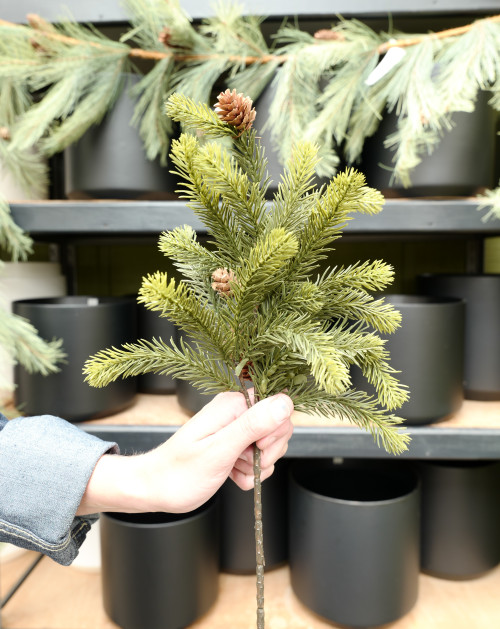 16" Noble Pine Pick w/Pinecones (Faux)