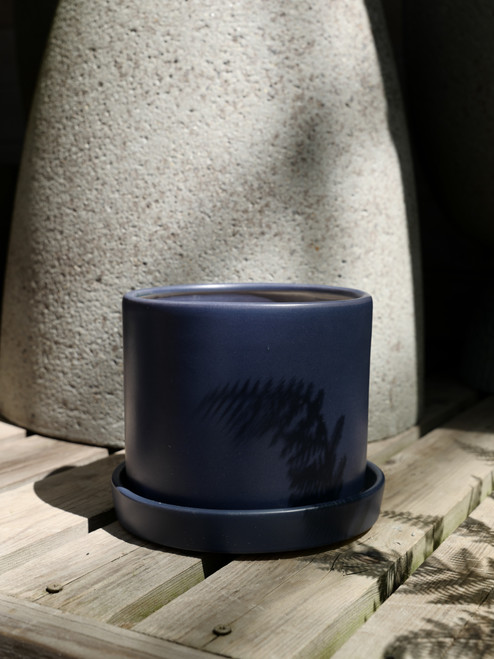 7" Cylinder Pot w/Saucer in Blue