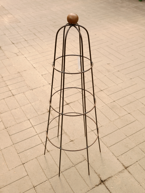 39" Egg Topiary With Ball in Bronze