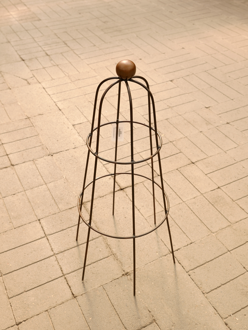 32" Egg Topiary With Ball in Bronze