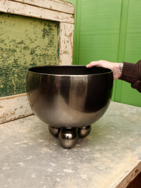 11" Footed Metal Bowl