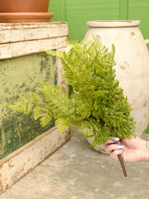 17" UV Safe Leather Fern Bush (Faux)
