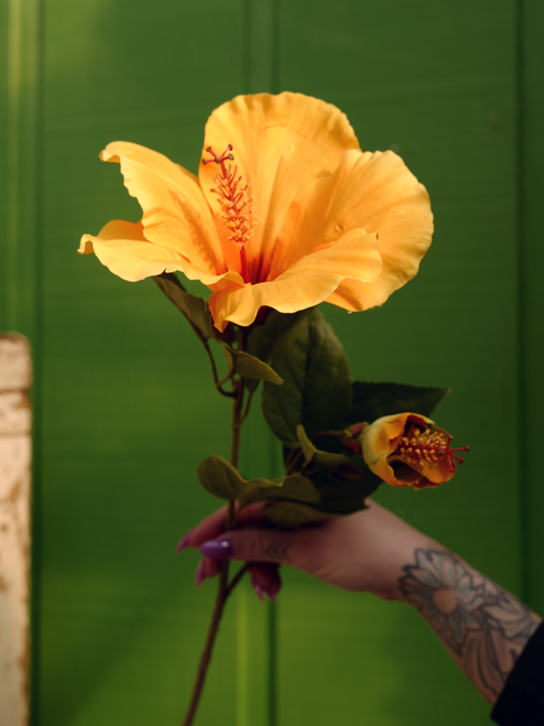 26" Hibiscus Spray in Orange