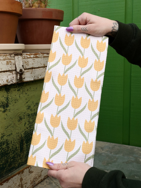 Geometry Tulip Flowers Tea Towel