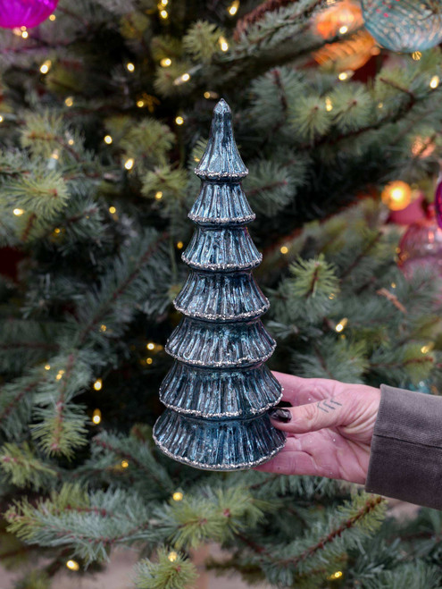 9.5" Verbier LED Glass Tree in Blue