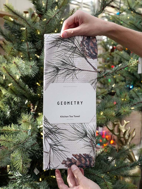Geometry Evergreen Frost Tea Towel
