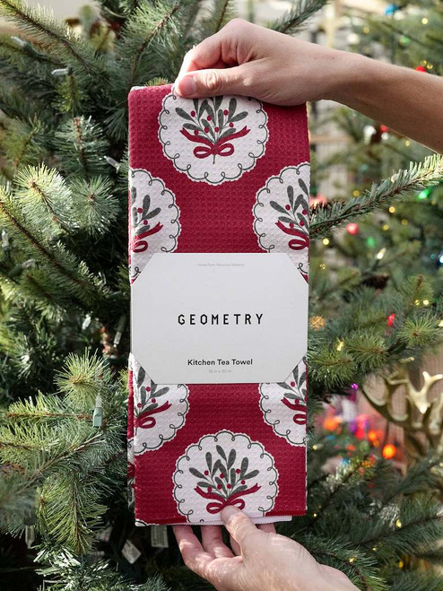 Geometry Merry Mistletoe Tea Towel