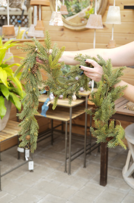 6' White Spruce Garland with Pine Cones