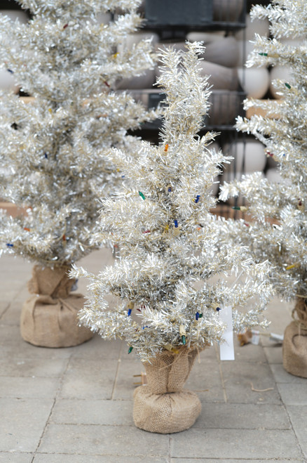 24" Tinsel Tree with Colored Lights