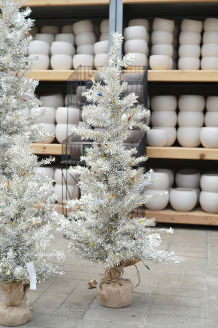 36" Tinsel Tree with Colored Lights