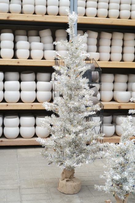 48" Tinsel Tree with Colored Lights