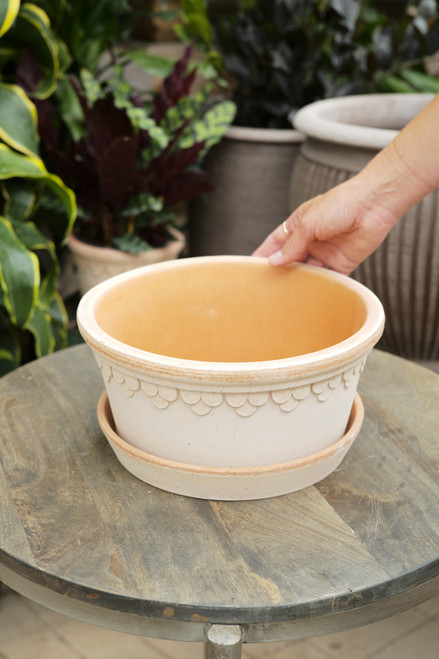 9.8" Bergs Low Kobenhavner Pot w/Saucer in Raw Rosa