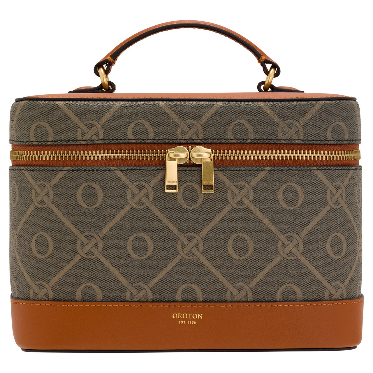SALE★Oroton★HARVEY コスメケース ビューティケース 小物入れ Harvey Signature Large Beauty Case - Black/Cognac | Oroton