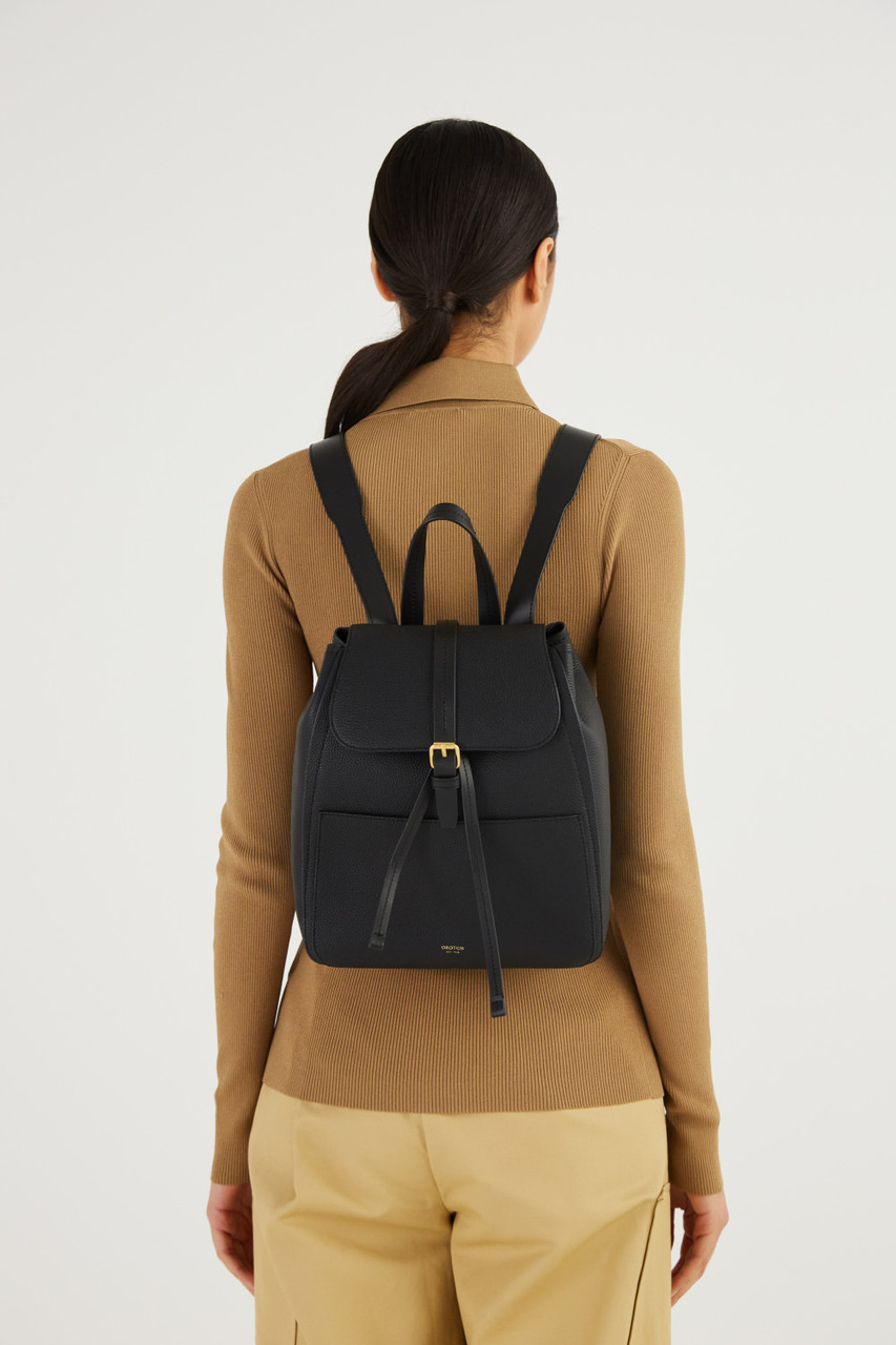 Dylan Medium Zip Buckle Backpack Black Oroton