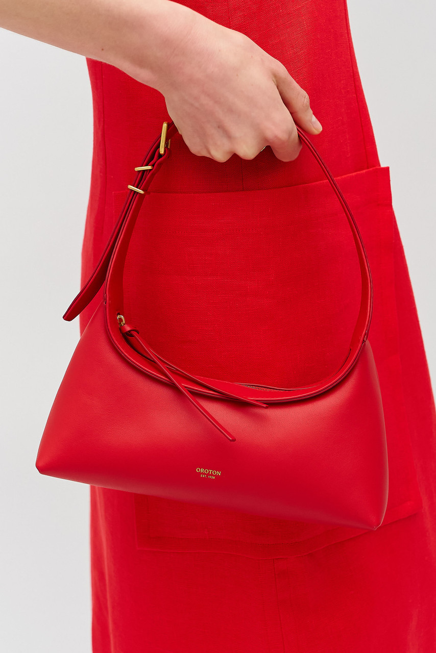 CINDER MINI BAGUETTE - Dark Poppy | Oroton CINDER MINI BAGUETTE - Dark Poppy | Oroton