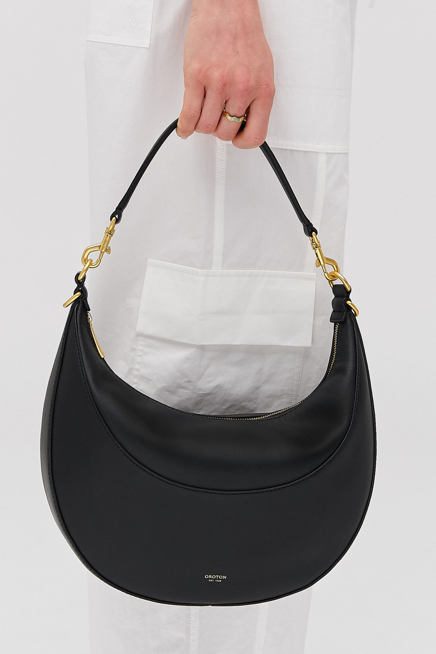 【OROTON】FLORENCE LARGE HOBO/レザートートバッグ/ラージ FLORENCE MEDIUM HOBO - Black | Oroton