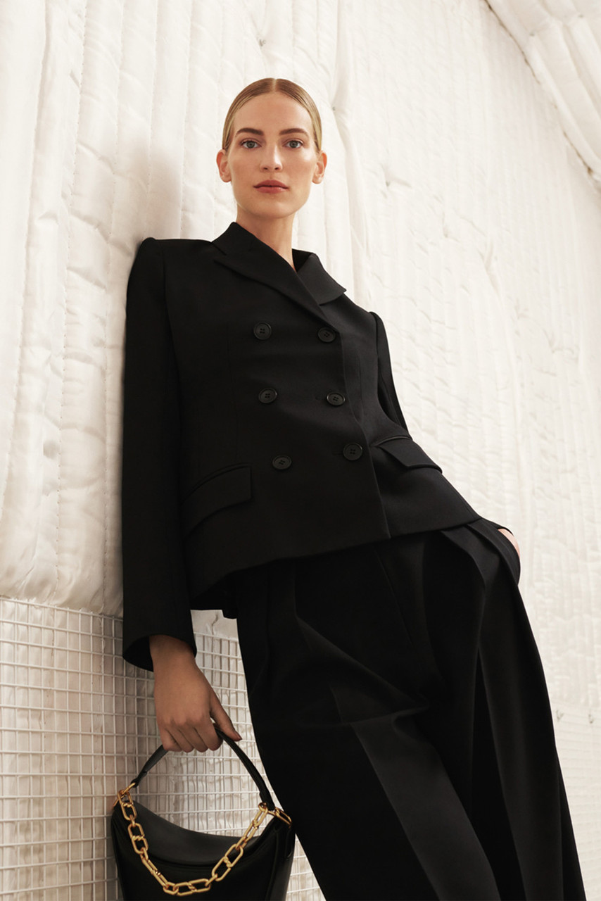 Shaped Double Breasted Blazer Black Oroton