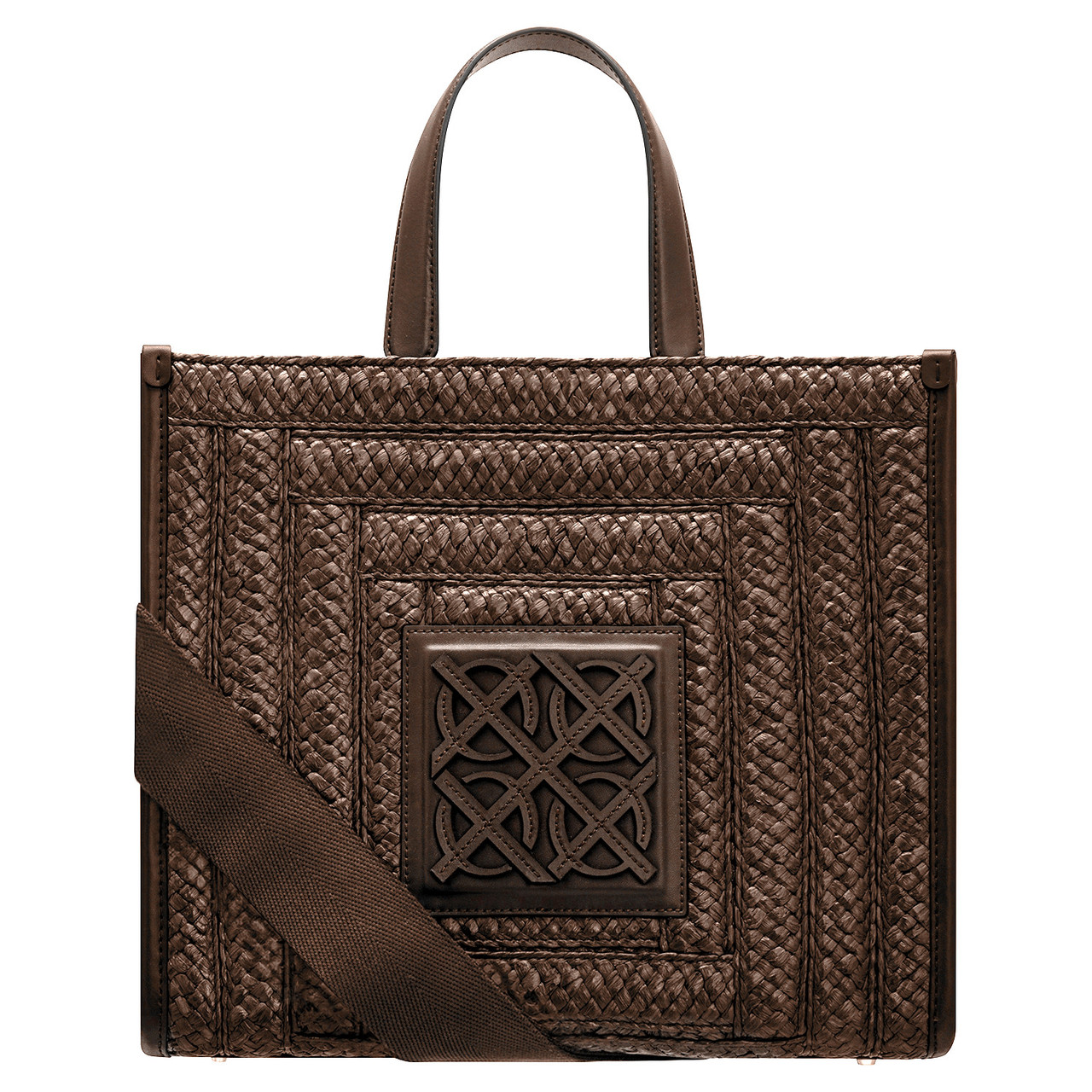 Lane Straw Medium Tote Mahogany Oroton
