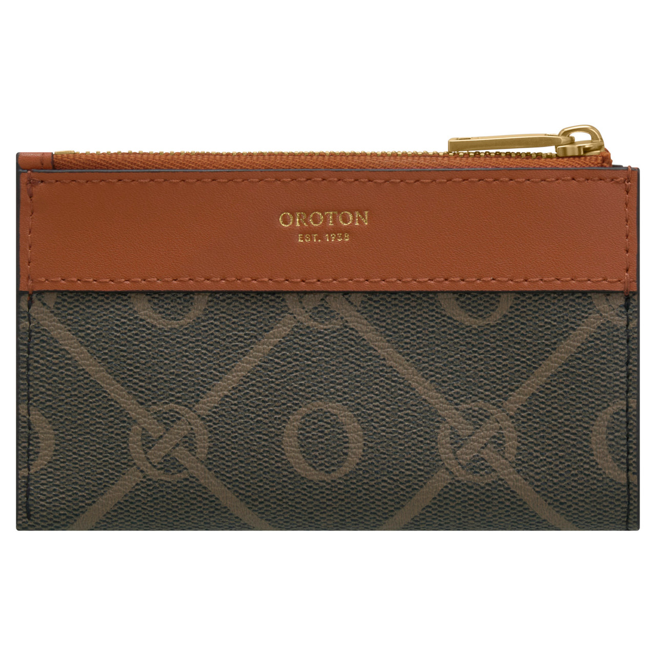 Harvey Signature Mini 4Cc Zip Pouch - Black/Cognac | Oroton