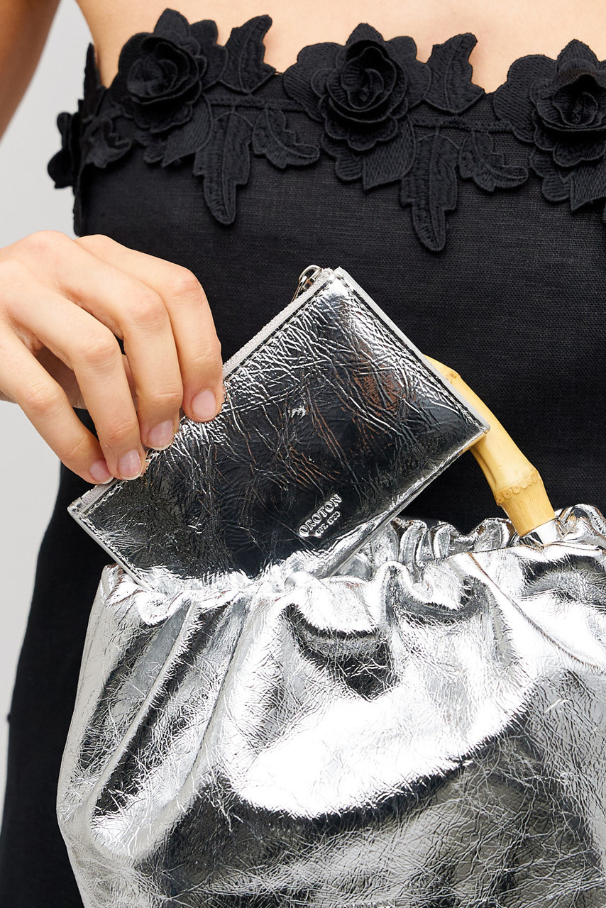 Wallet shoulder bag／ミニポーチ付／silver ❤️ Coach Tabby 20 LH/Silver Mirror Metallic Leather