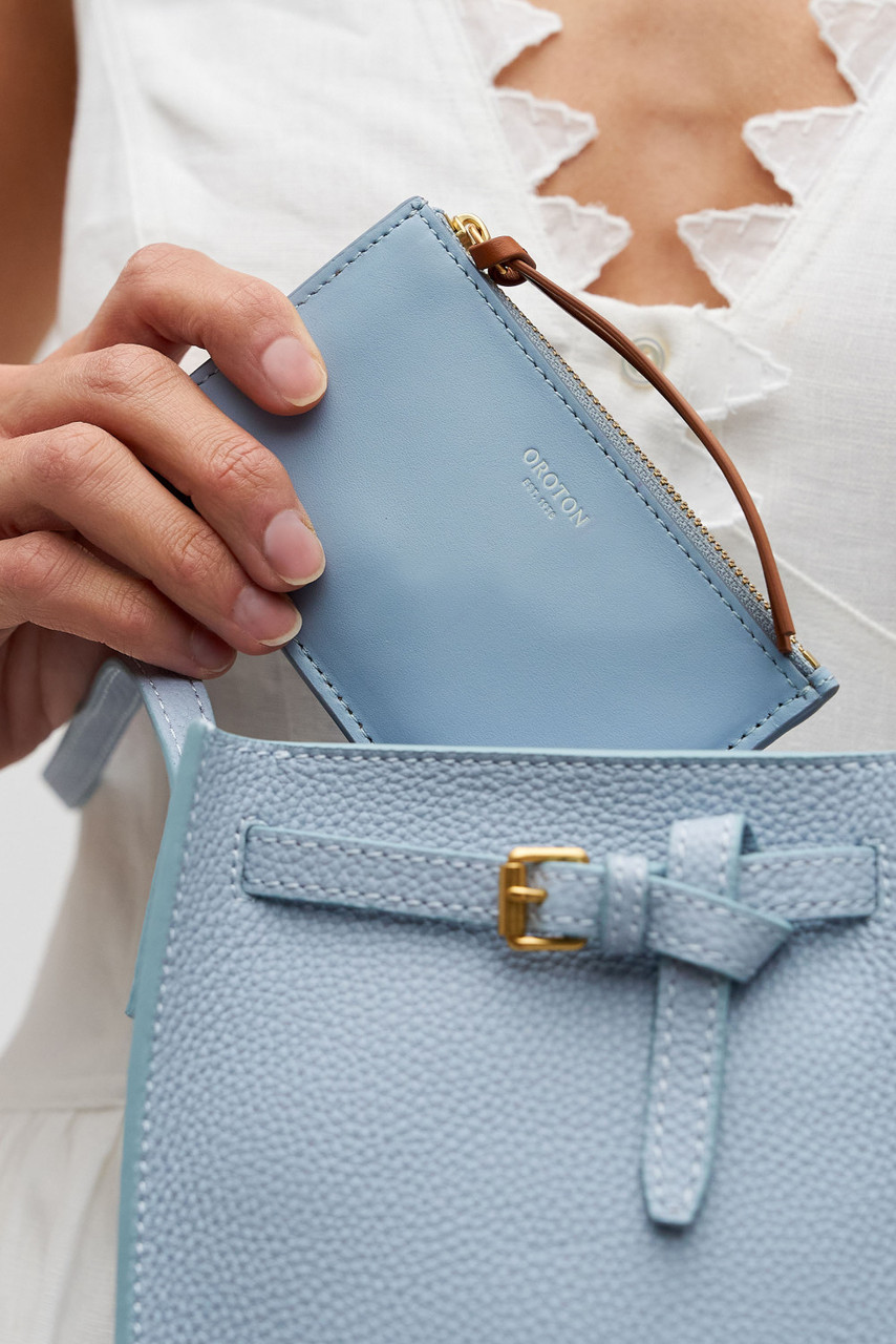 Eloise 4 Credit Card Mini Zip Pouch - Denim/Amber | Oroton