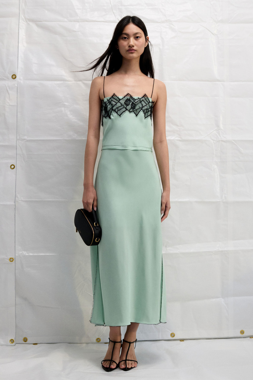 Fringe Lace Slip Dress - Mint Ice | Oroton Fringe Lace Slip Dress - Mint Ice | Oroton