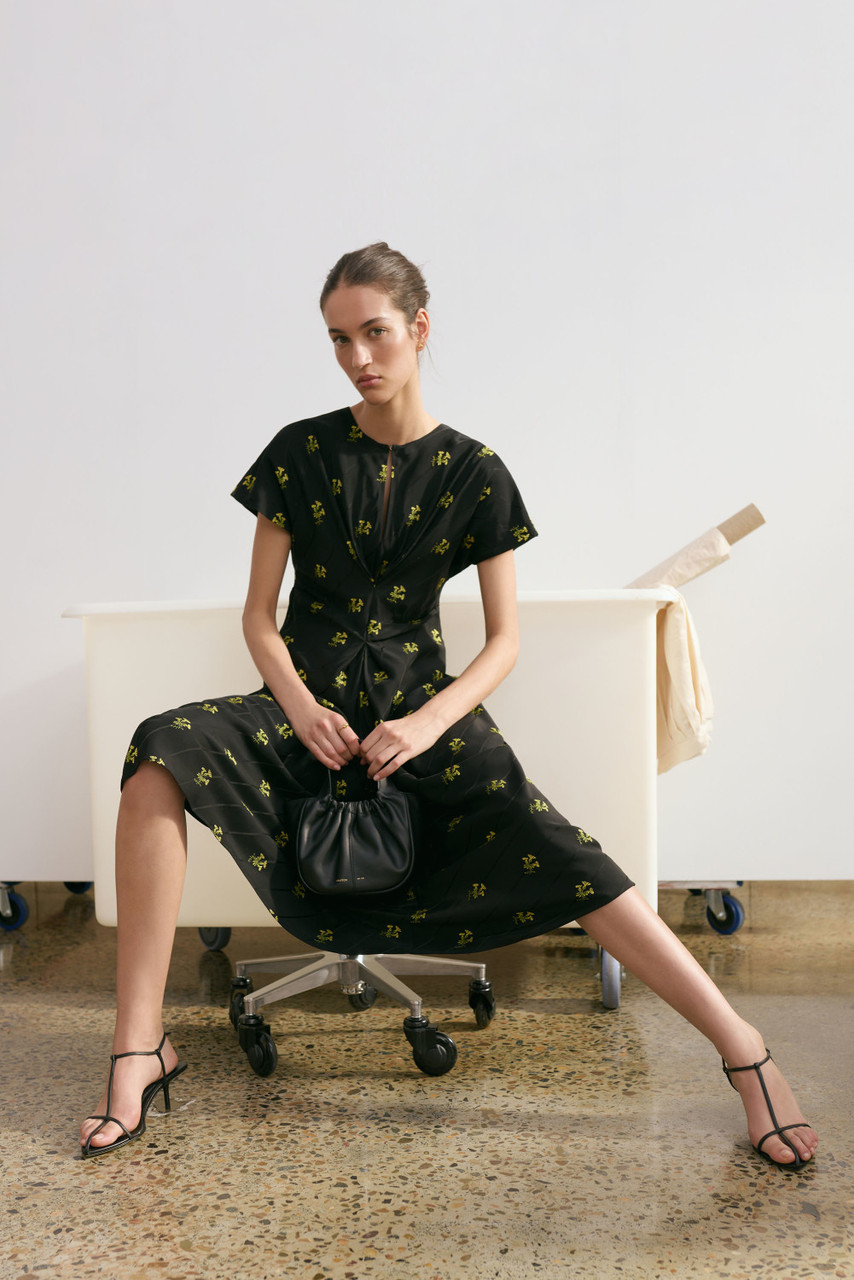 Eaphi leaf jacquard sheer dress M