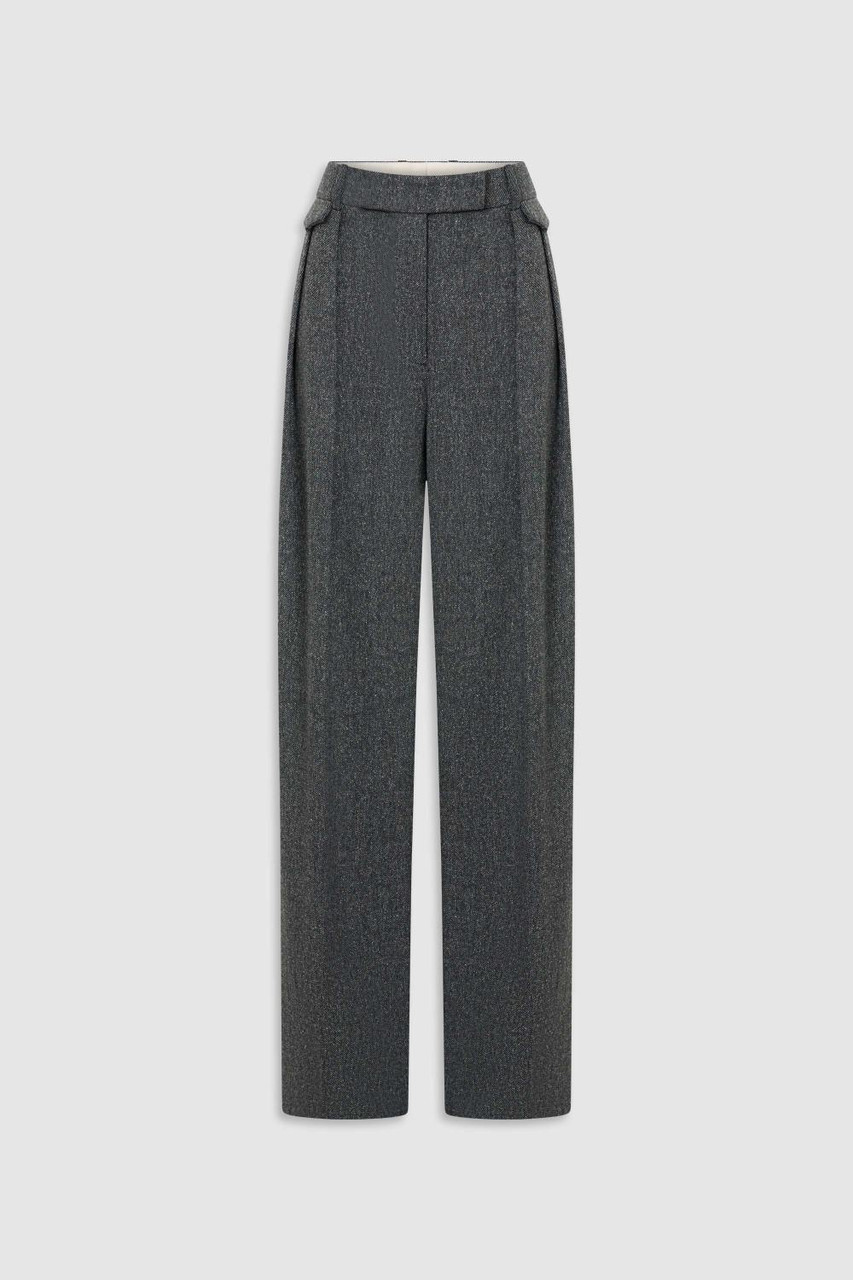 Tweed Pleat Pant - CHARCOAL TWEED | Oroton