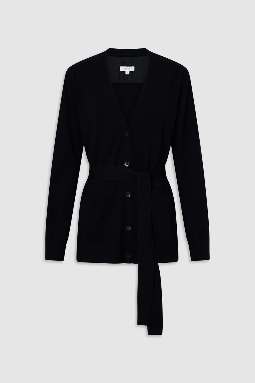 Belted Longline Cardi - Black | Oroton