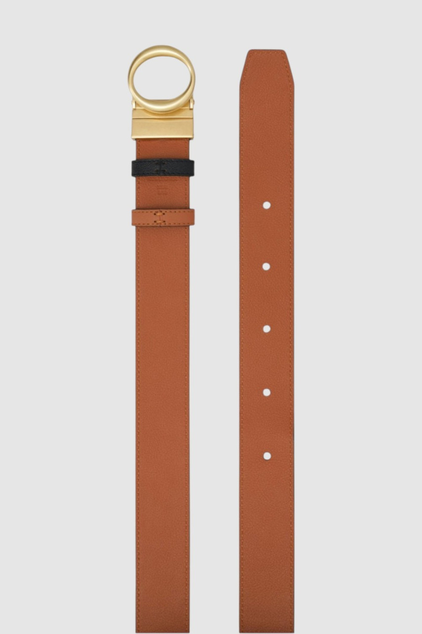 Ali Wide Reversible Belt - Black/Cognac | Oroton