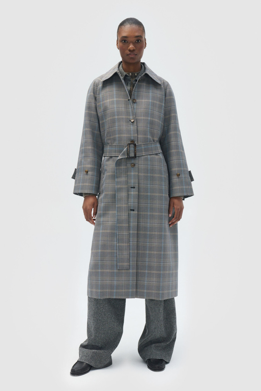 Check Coat - Slate | Oroton