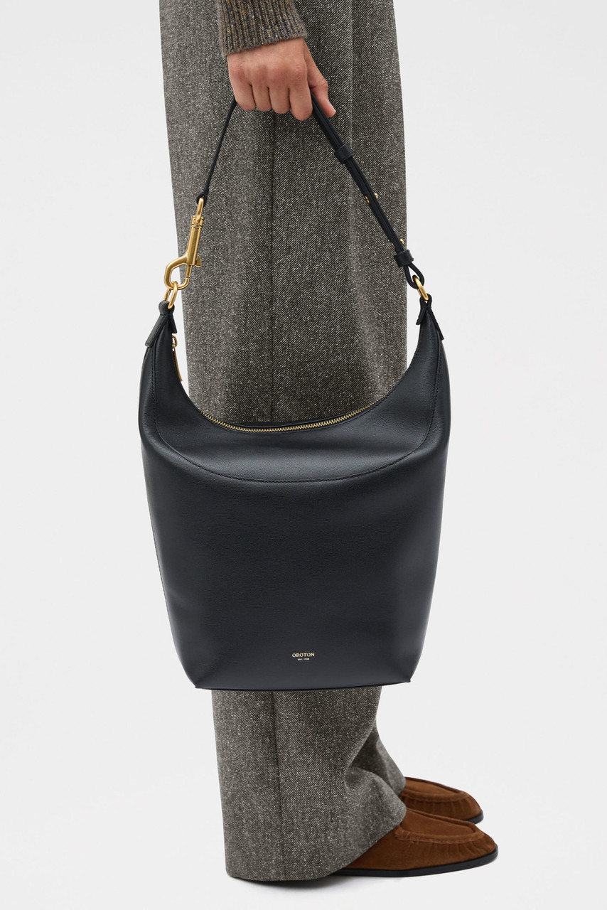 【OROTON】FLORENCE LARGE HOBO/レザートートバッグ/ラージ FLORENCE LARGE HOBO - Black | Oroton