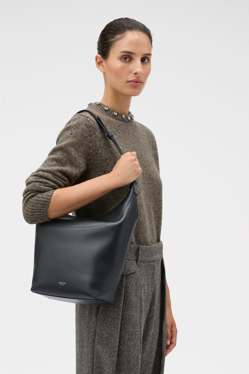 【OROTON】FLORENCE LARGE HOBO/レザートートバッグ/ラージ FLORENCE LARGE HOBO - Black | Oroton
