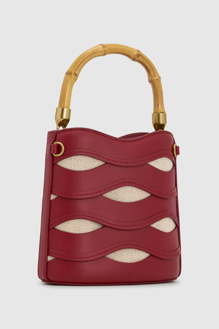 LEIGH RIC RAC BUCKET BAG - Cherry | Oroton