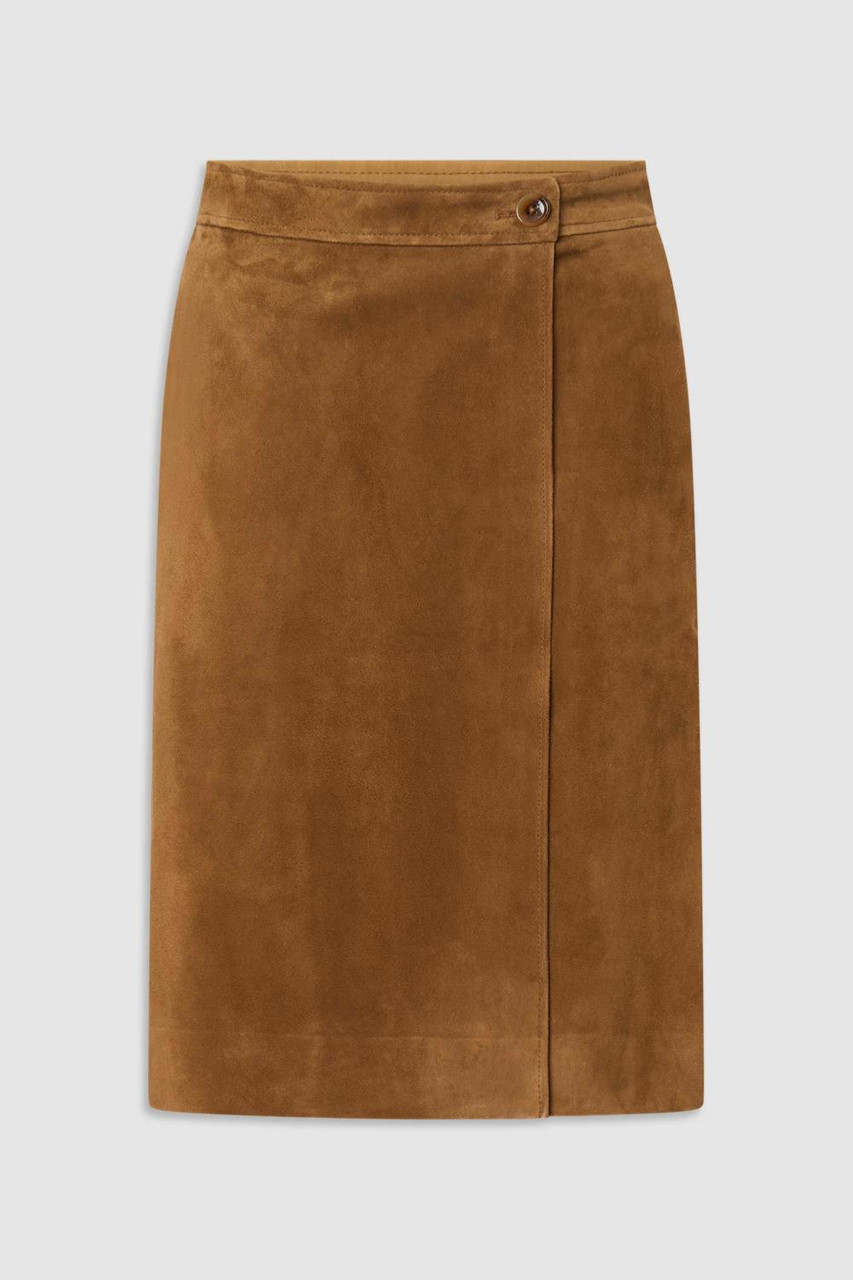 SUEDE WRAP SKIRT - TEAK | Oroton