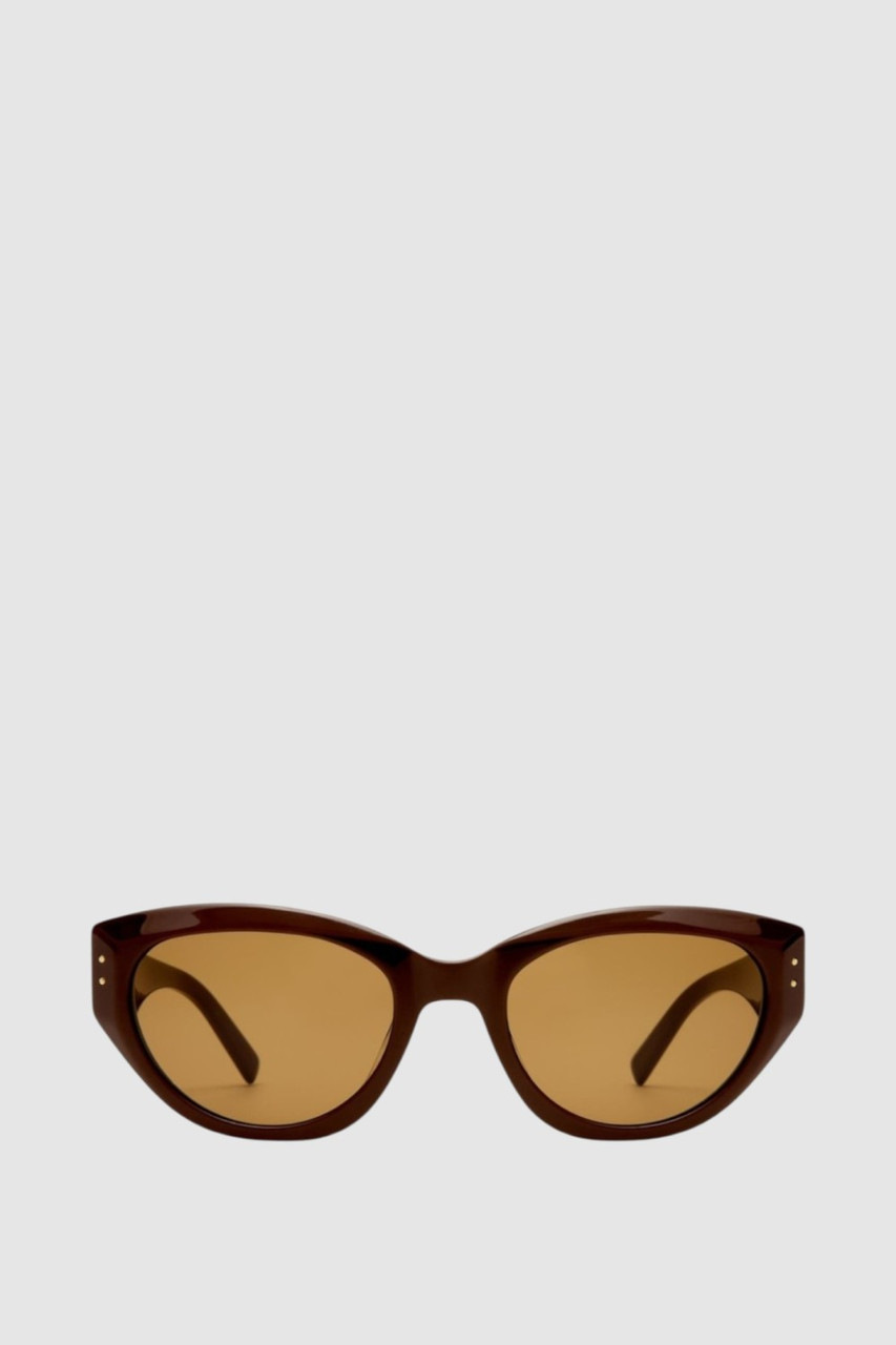 Oroton Brown Frame Sunglasses with Cream Temples Oroton Dylan Shell Maple Tort Female D-Frame Sunglasses  main image 4
