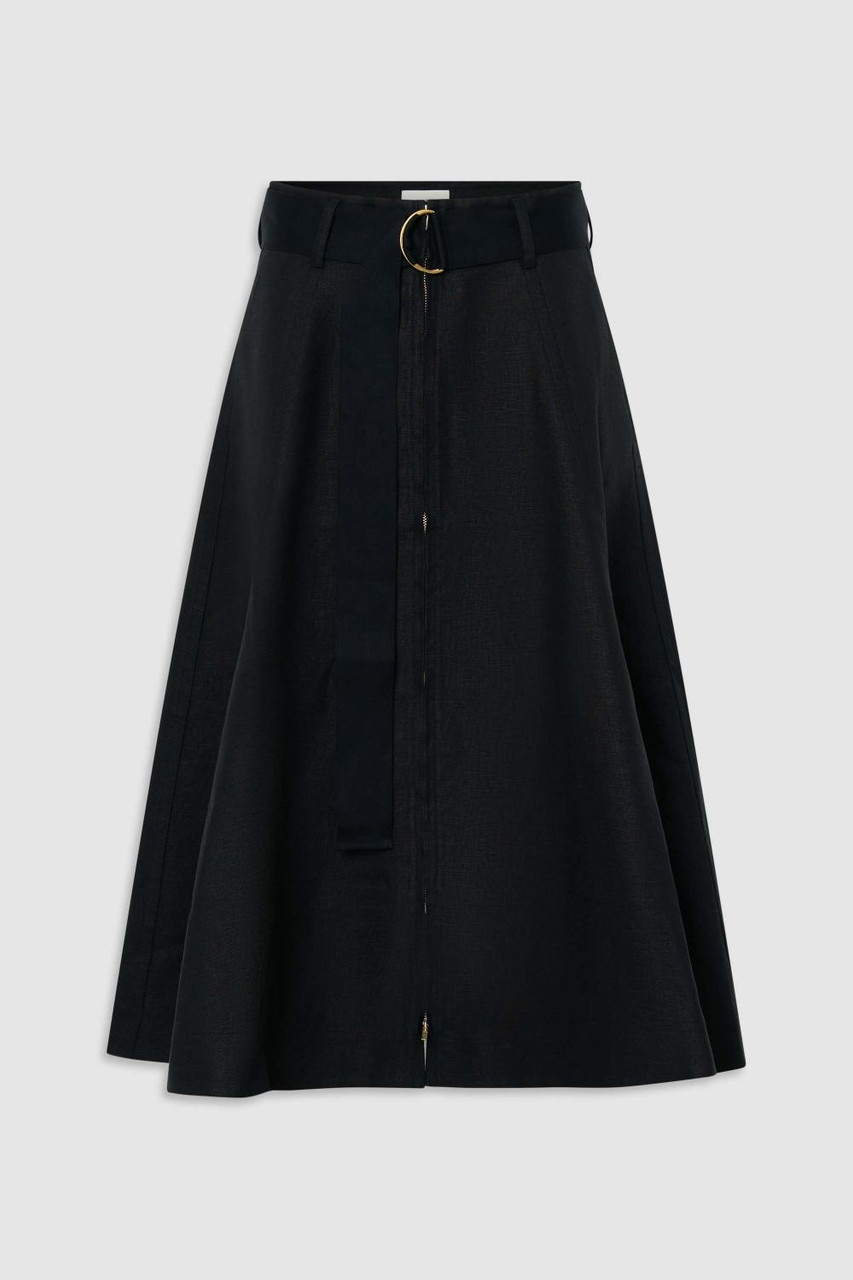 ZIP MIDI SKIRT BLACK Oroton