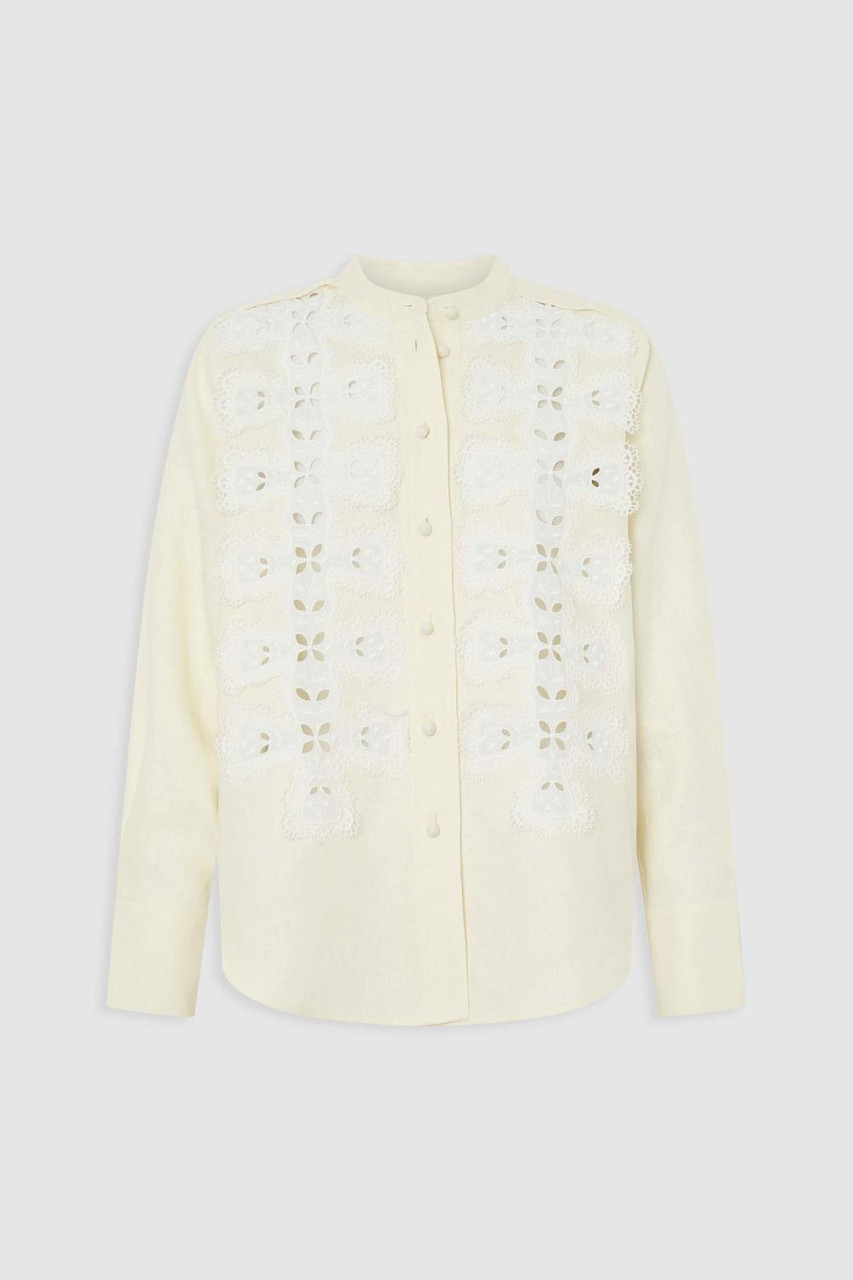トップス TOO - AME cream shirt Moontreeplanet LS BRODERIE TRIM SHIRT - SOFT CREAM | Oroton