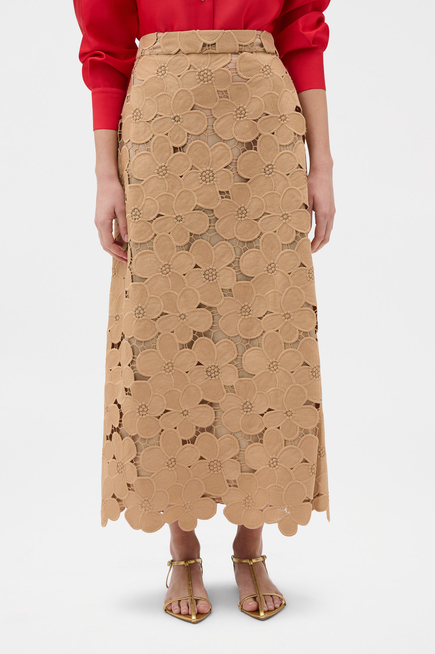 Poppy Lace Skirt - Camel | Oroton