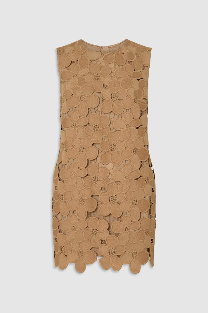 Poppy Lace Mini Dress - Camel | Oroton